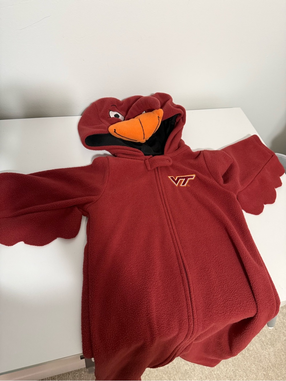 Virginia Tech Hokie Bird Maroon Hoodie Onsie